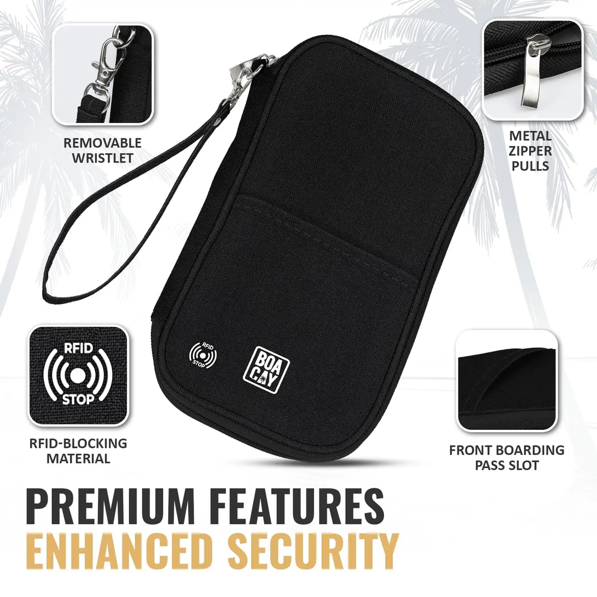 BOACAY Travel Document Organizer with RFID, Waterproof Family Passport Holder, Wallet for Women & Men, 5x1.4x8.9" - view 2
