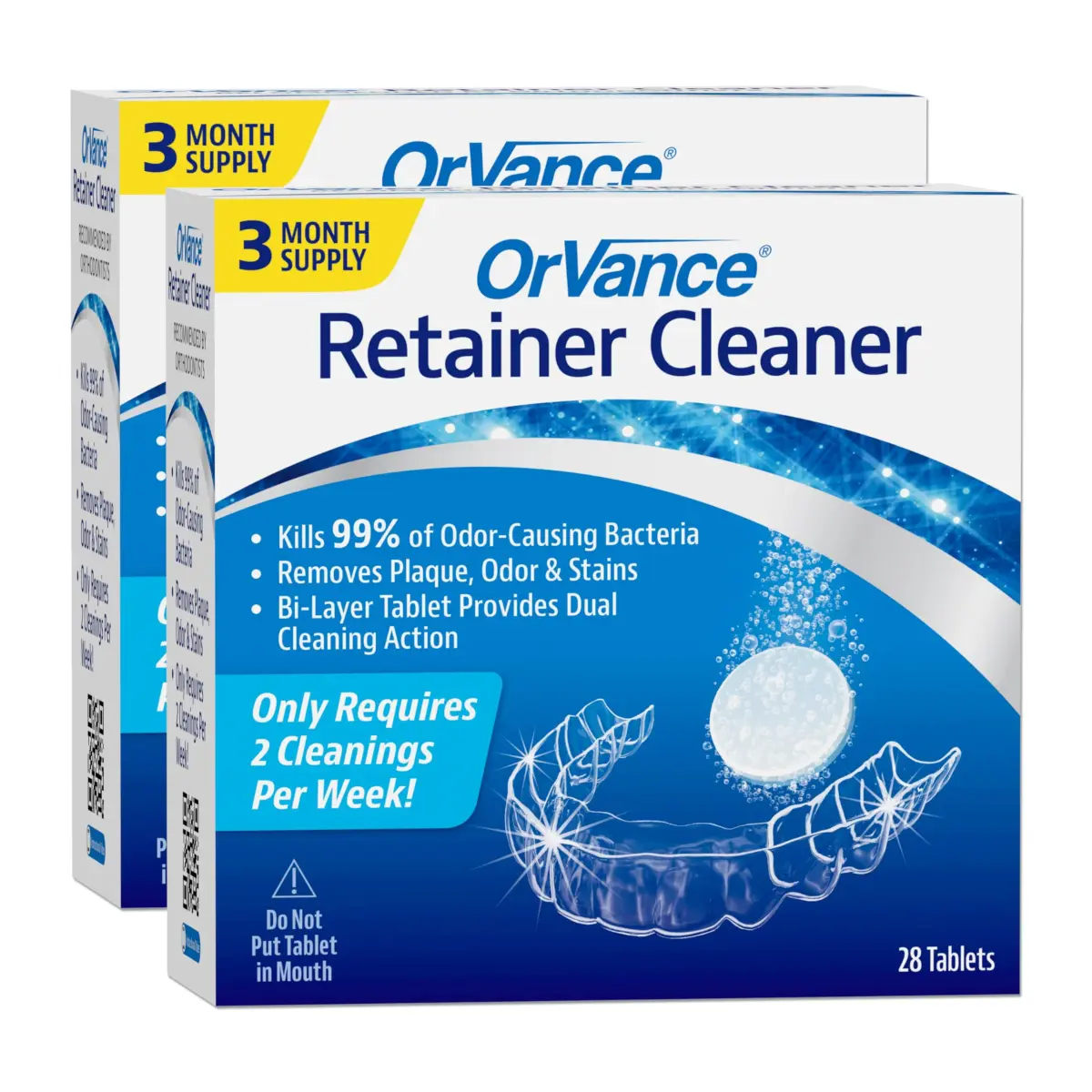 OrVance Retainer Cleaner Tablets 56 Count | Cleans Plaque, Odor & Stains Twice Weekly - main product image