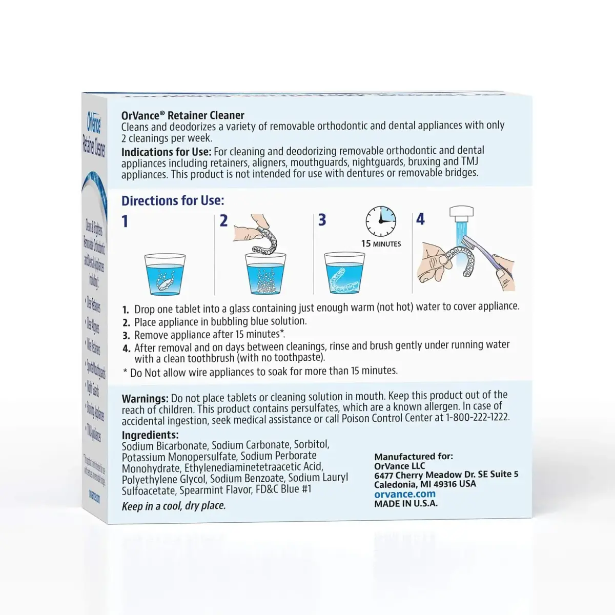 OrVance Retainer Cleaner Tablets 56 Count | Cleans Plaque, Odor & Stains Twice Weekly - view 2