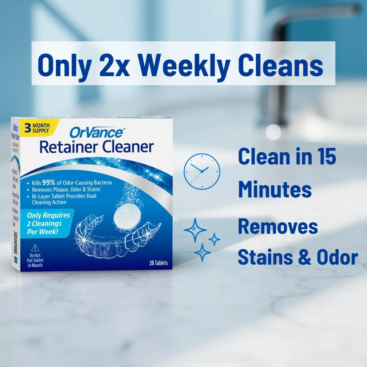 OrVance Retainer Cleaner Tablets 56 Count | Cleans Plaque, Odor & Stains Twice Weekly - view 4