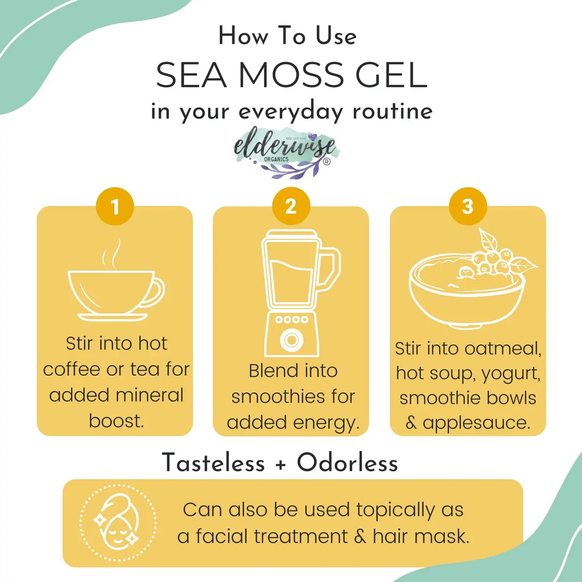 Elderwise Organics Golden Sea Moss 2.5oz (70.87g) | Wildcrafted Gracilaria for Gel & Smoothies - view 3