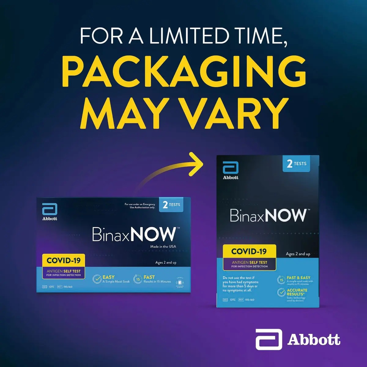 BinaxNOW COVID-19 Antigen Self Test, 1 Pack, 2 Tests | Rapid 15-Minute Results for Home Use - view 2