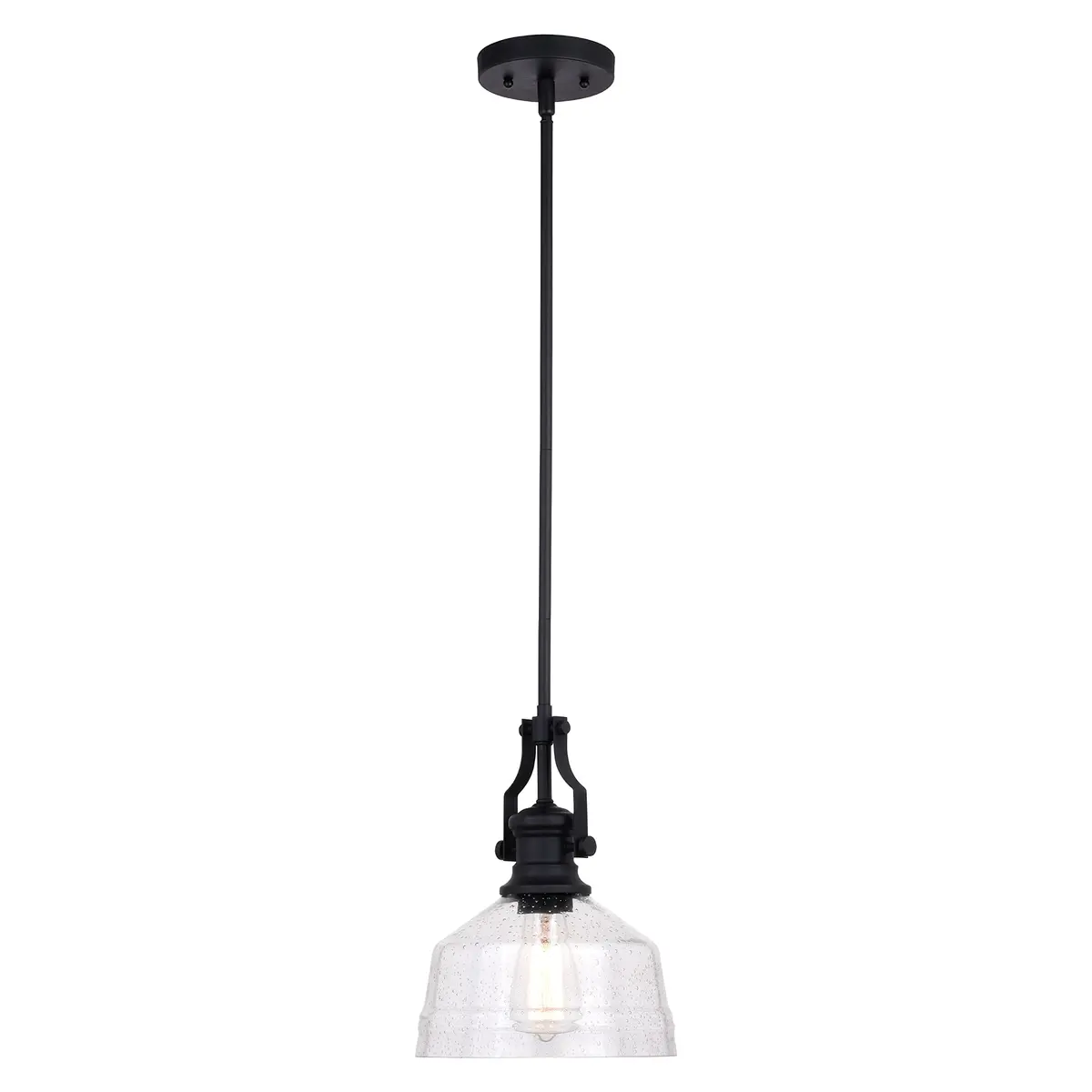 VAXCEL Beloit Mini Pendant for Kitchen Island, Farmhouse Style, Matte Black Finish, Clear Glass | Dimmable Ceiling Light - main product image