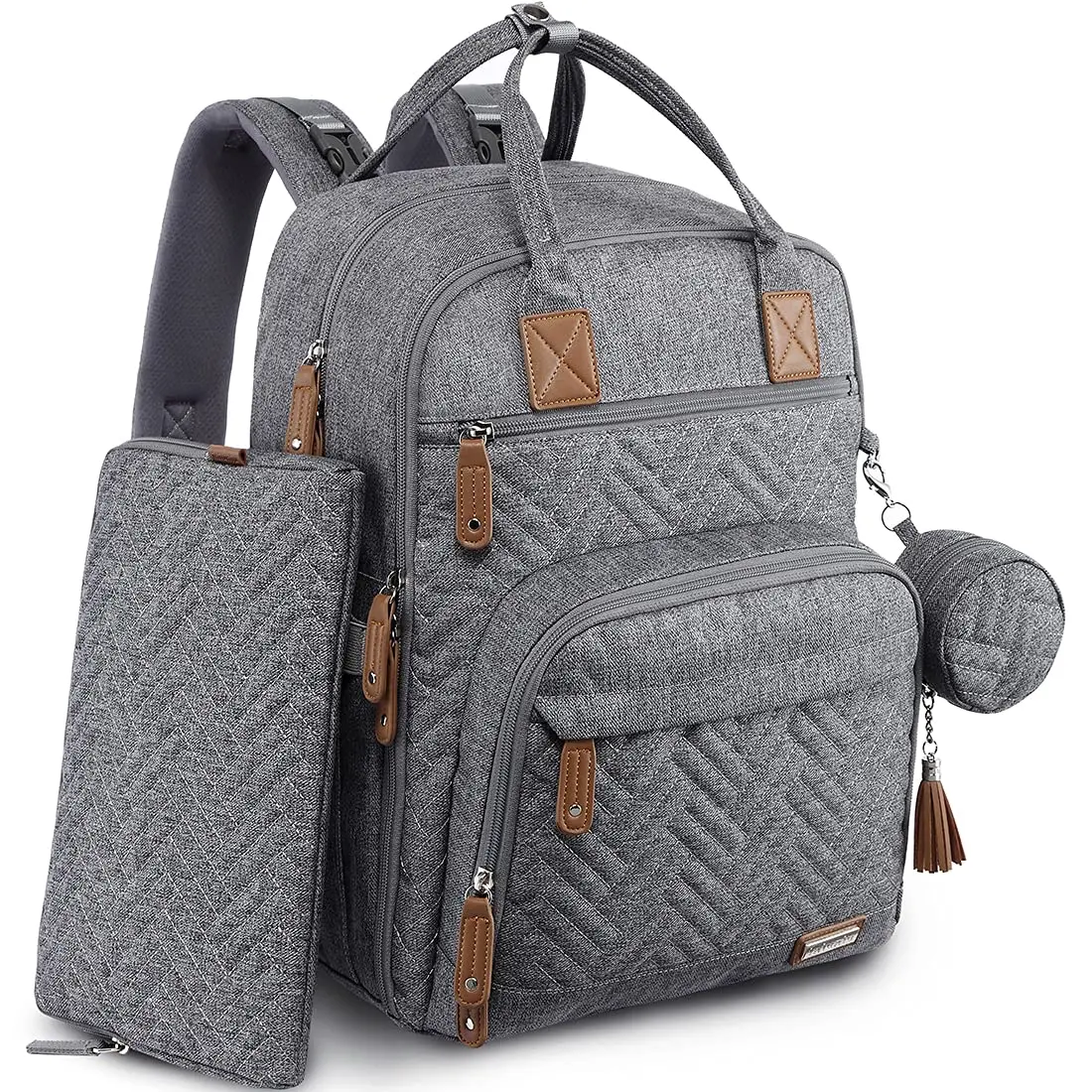 iniuniu Baby Diaper Bag Backpack, 4 in 1 kit Large Capacity Travel Backpack | Waterproof, Unisex, Gray - main product image