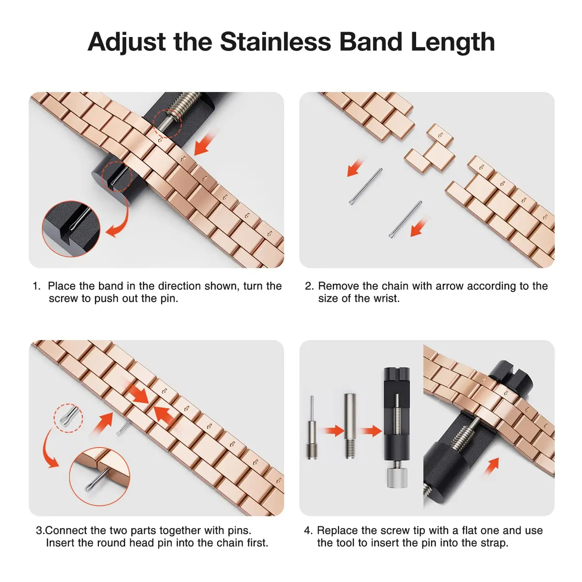 OMIU Stainless Steel Apple Watch Band 38mm-42mm | Slim, Adjustable & Waterproof (5.0-8.6 inch wrists) - view 5