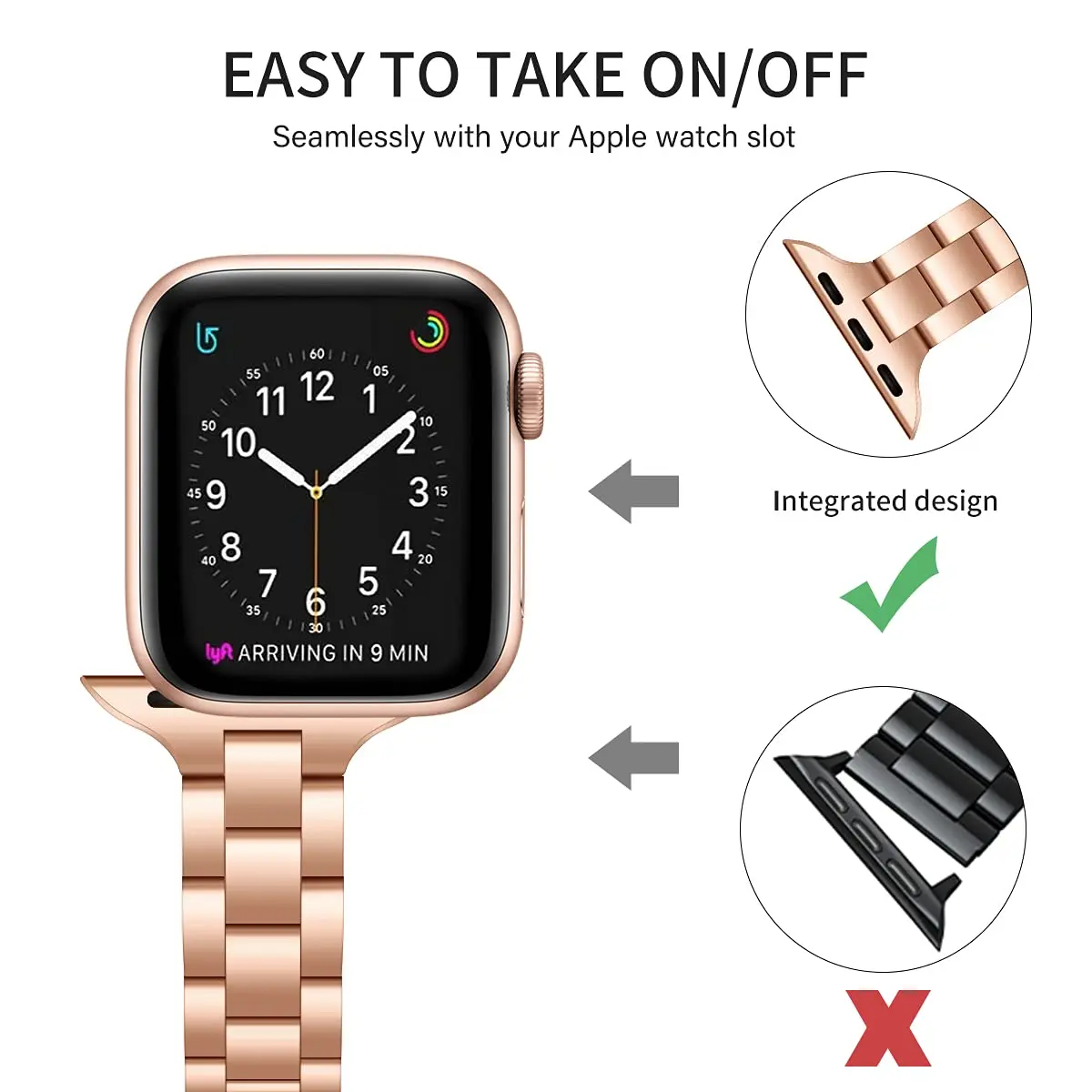 OMIU Stainless Steel Apple Watch Band 38mm-42mm | Slim, Adjustable & Waterproof (5.0-8.6 inch wrists) - view 8