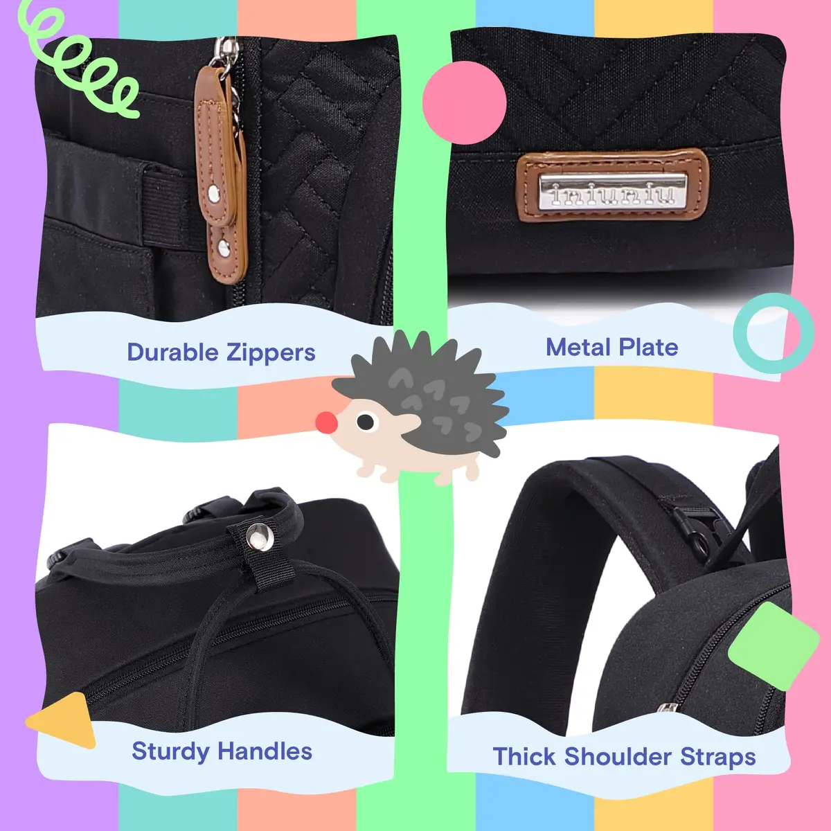 iniuniu Diaper Bag Backpack 2 Piece Set | Waterproof Travel Backpack with Changing Pad & Stroller Straps - view 5