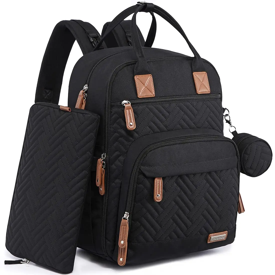 iniuniu Diaper Bag Backpack 2 Piece Set | Waterproof Travel Backpack with Changing Pad & Stroller Straps - main product image