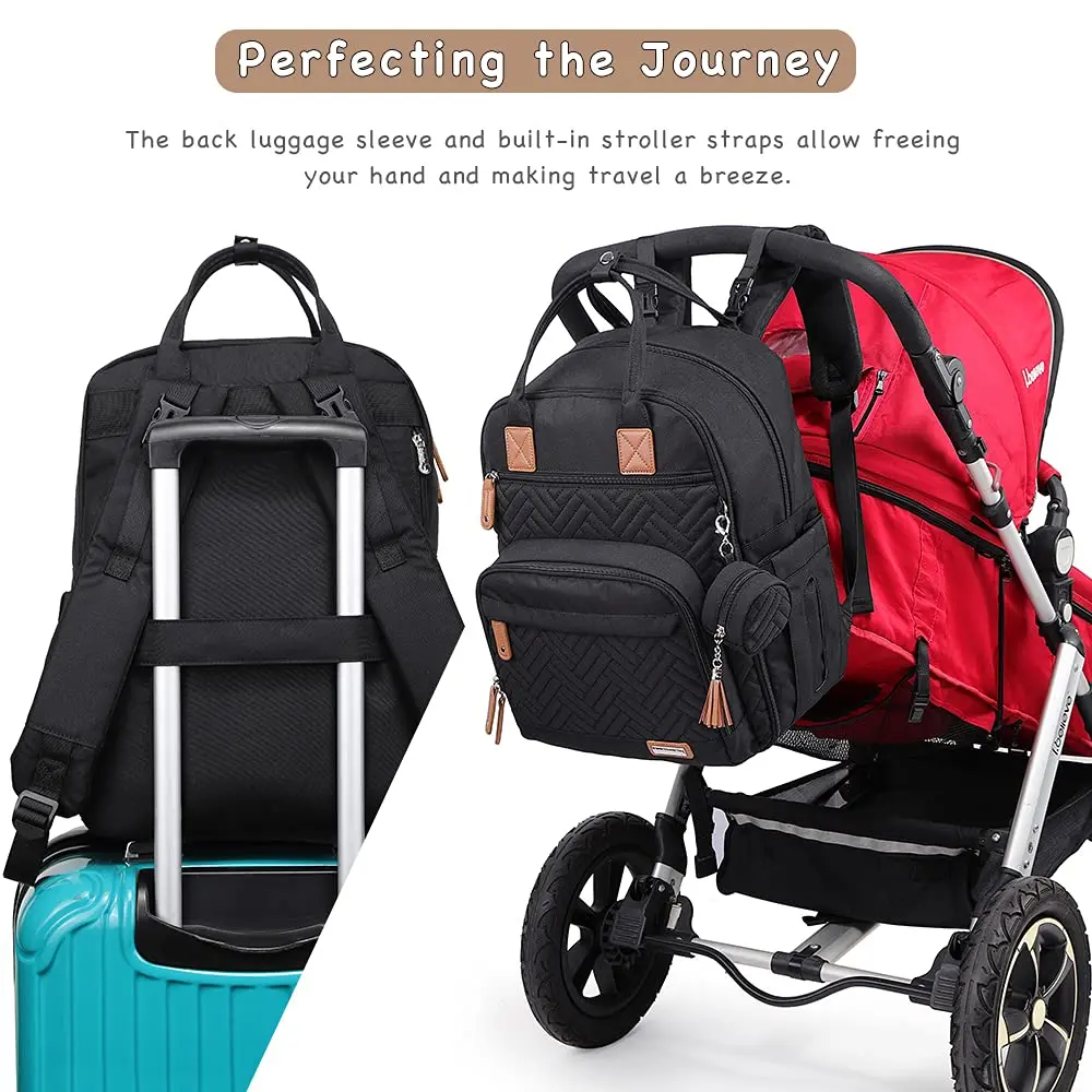iniuniu Diaper Bag Backpack 2 Piece Set | Waterproof Travel Backpack with Changing Pad & Stroller Straps - view 8