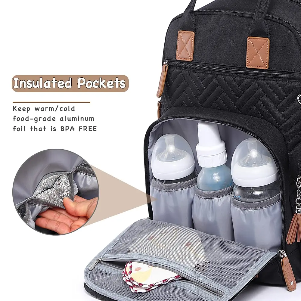 iniuniu Diaper Bag Backpack 2 Piece Set | Waterproof Travel Backpack with Changing Pad & Stroller Straps - view 9