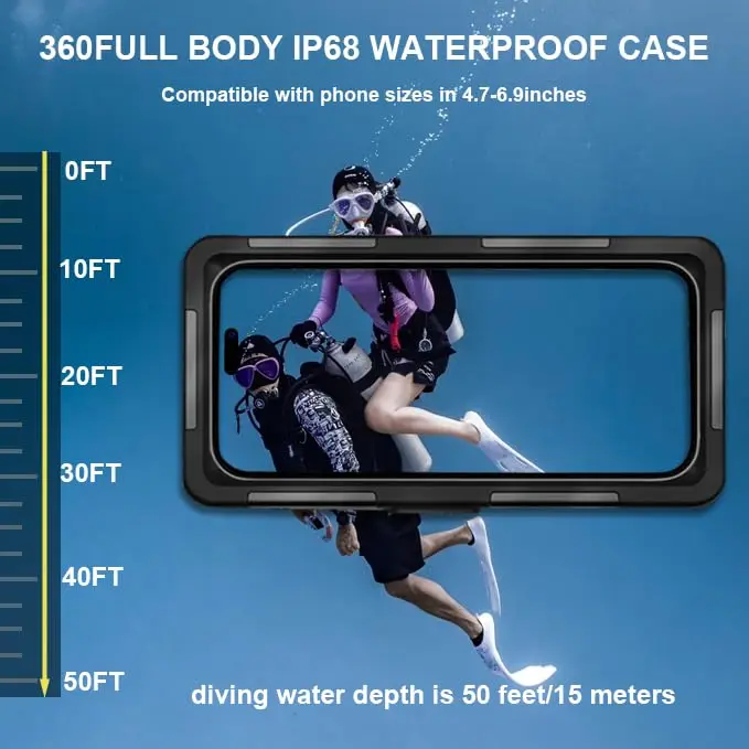 YNVYFI 2026 Underwater Snorkeling Diving Phone Case for Phone 17/16/15/14/13/12Pro Max/Galaxy S26/S25/S24/S23 | Waterproof Dive Case - view 3