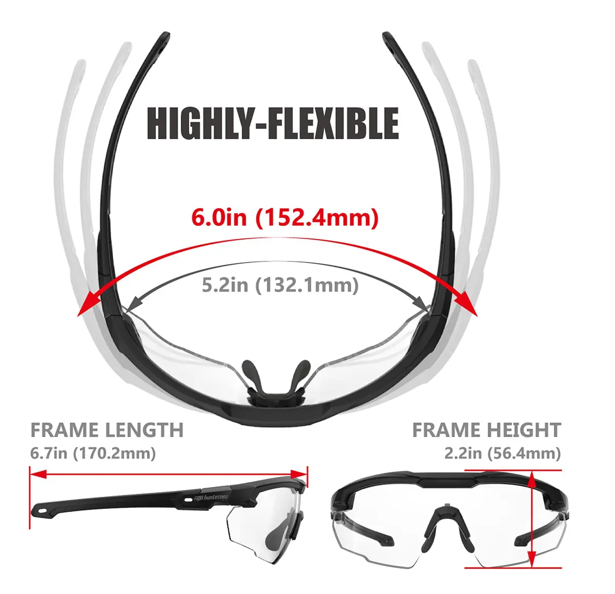 HTS HUNTERSKY S57 Clear Lens Ballistic Safety Glasses | Impact-Resistant, UV400, Anti-Fog for Shooting & Outdoor - view 7