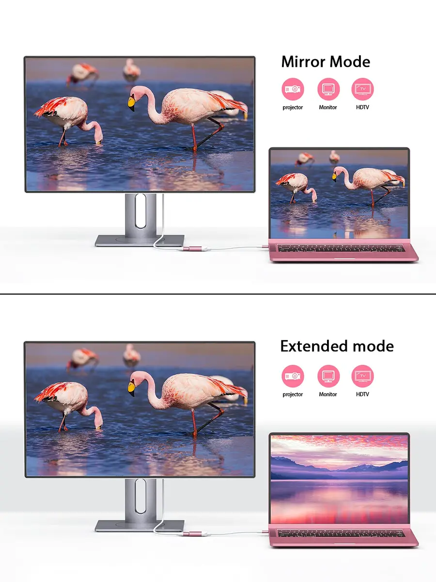 QGeeM USB C to HDMI Adapter, 4K Type C to HDMI Cable for Laptop Phone | Plug & Play, 30Hz - view 3