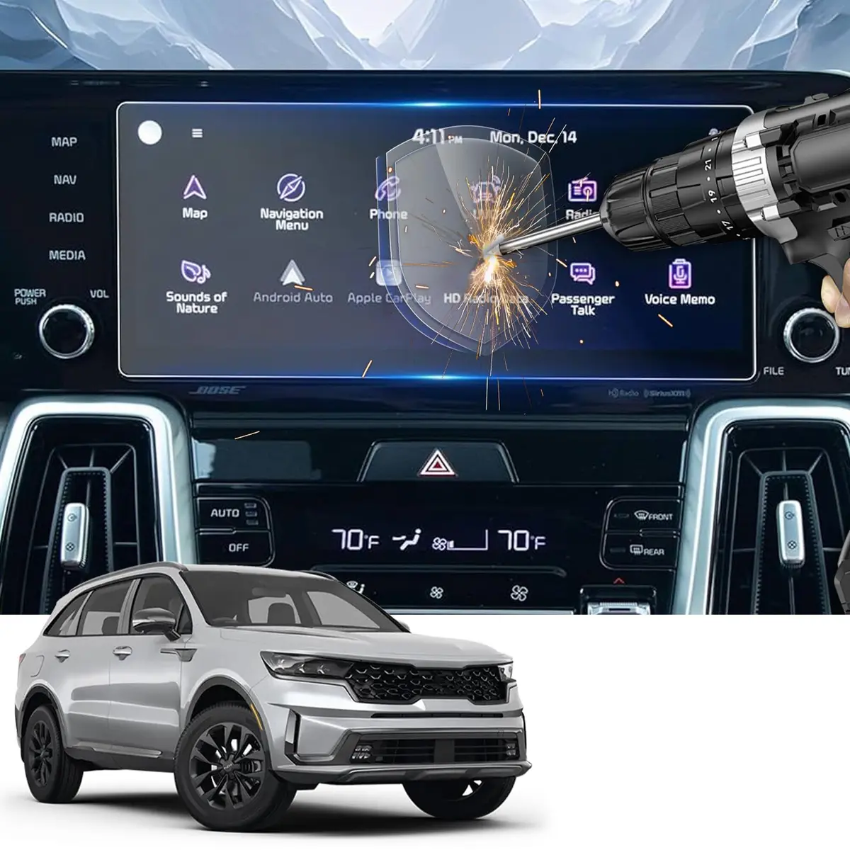 YEE PIN Kia Sorento 2021 2022 2023 Screen Protector Glass 10.25" | Tempered HD Screen Cover - main product image