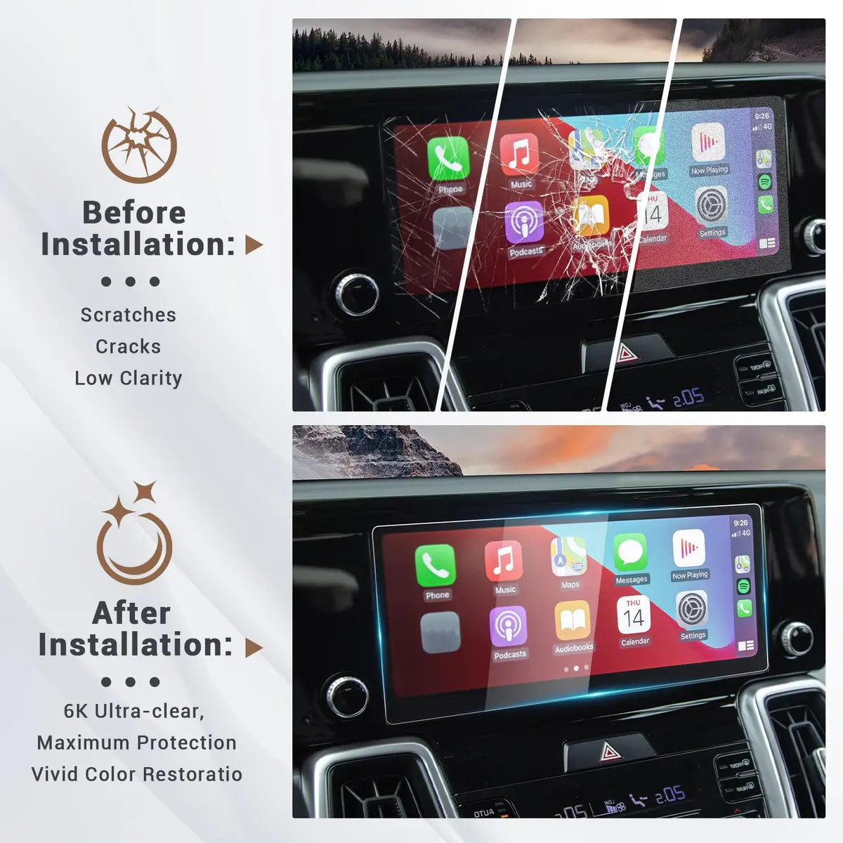 YEE PIN Kia Sorento 2021 2022 2023 Screen Protector Glass 10.25" | Tempered HD Screen Cover - view 5