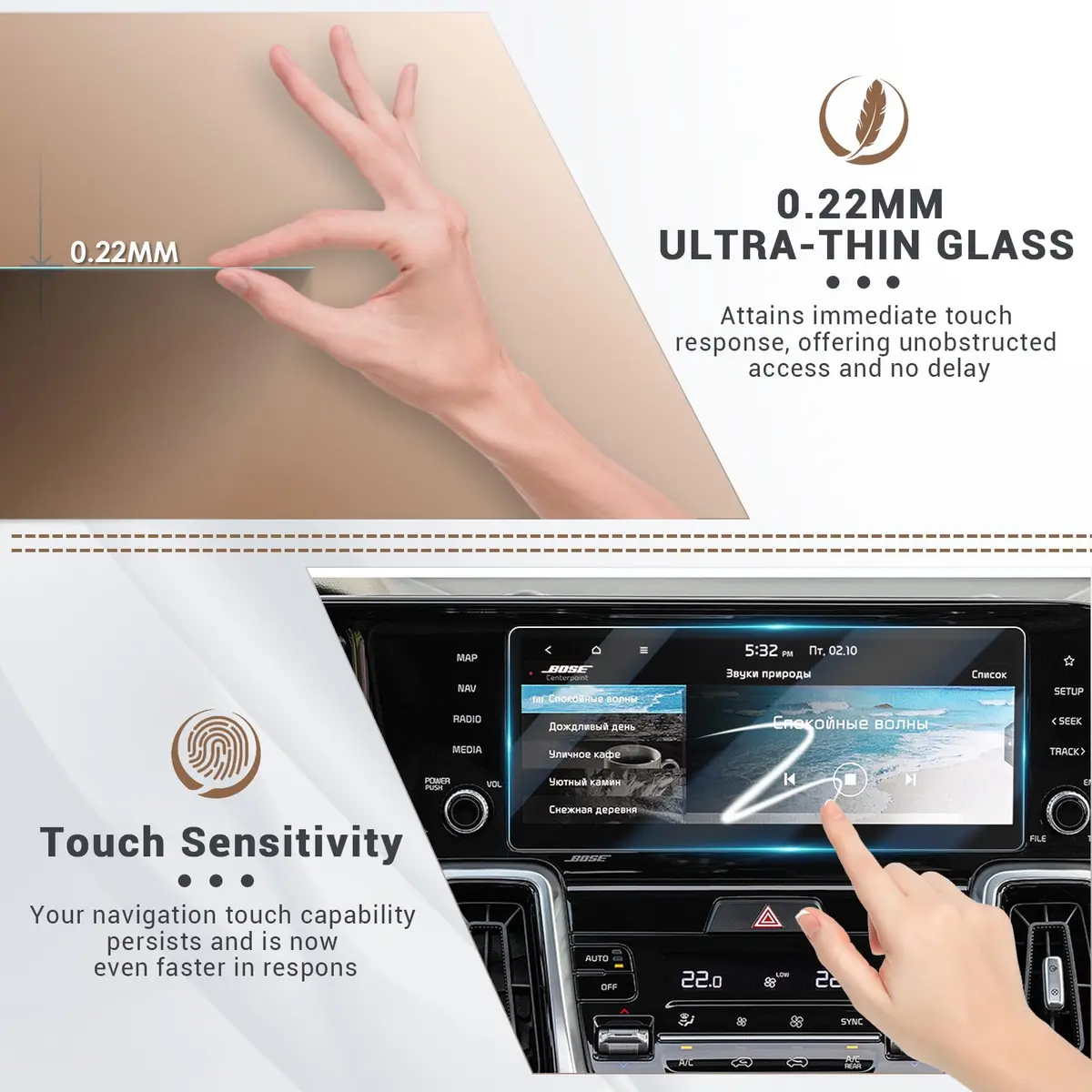 YEE PIN Kia Sorento 2021 2022 2023 Screen Protector Glass 10.25" | Tempered HD Screen Cover - view 2