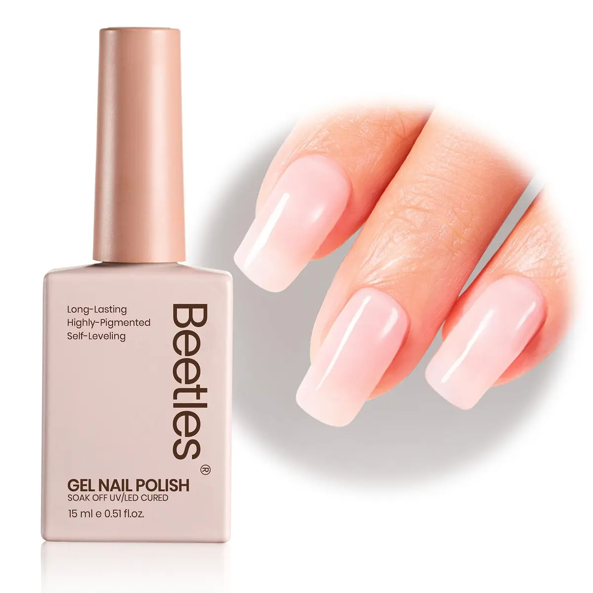 beetles Gel Polish Pink Jelly Gel Nail Polish 15ml (0.51 Fl Oz) | Sheer Nude Effect for Natural Manicures - main product image