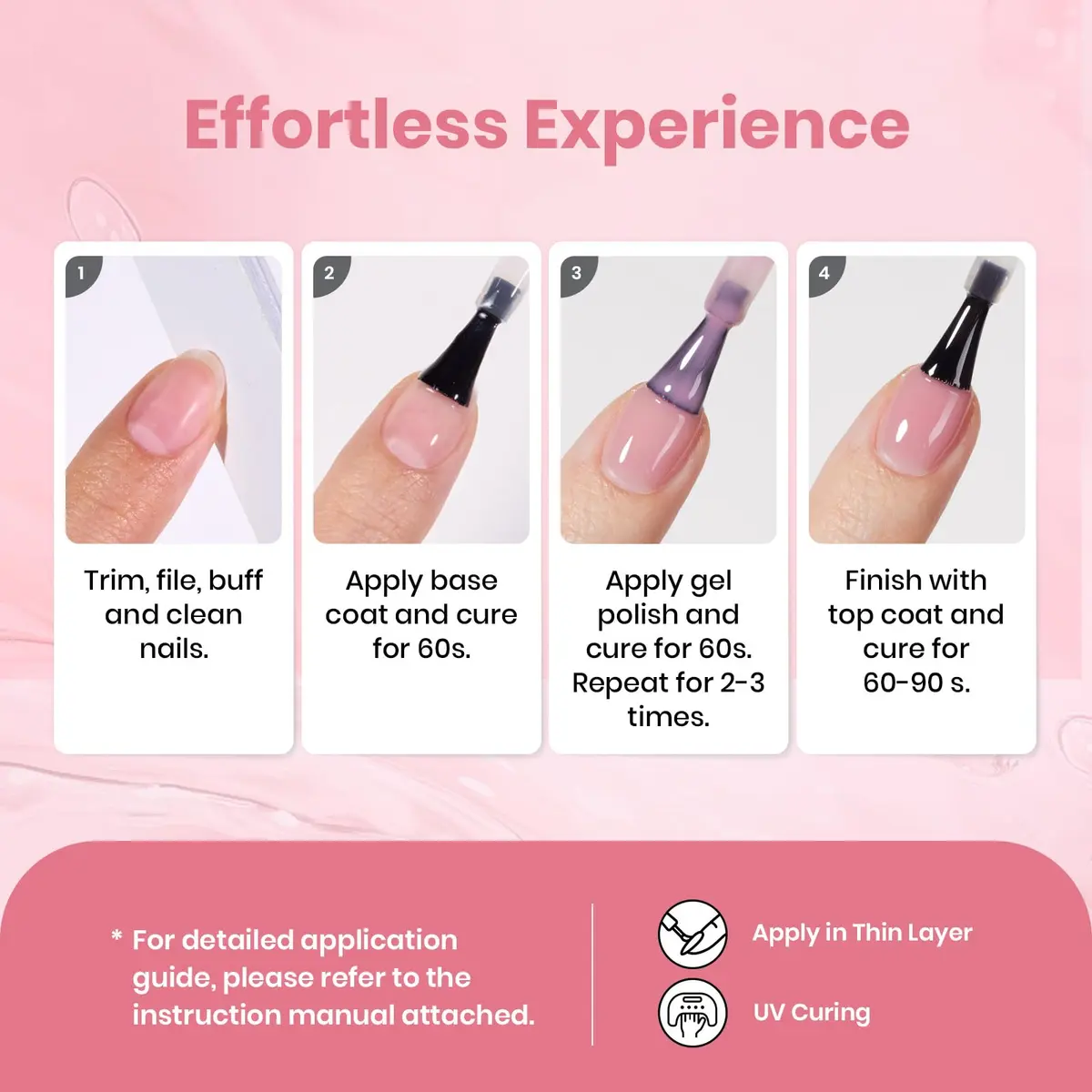beetles Gel Polish Pink Jelly Gel Nail Polish 15ml (0.51 Fl Oz) | Sheer Nude Effect for Natural Manicures - view 7