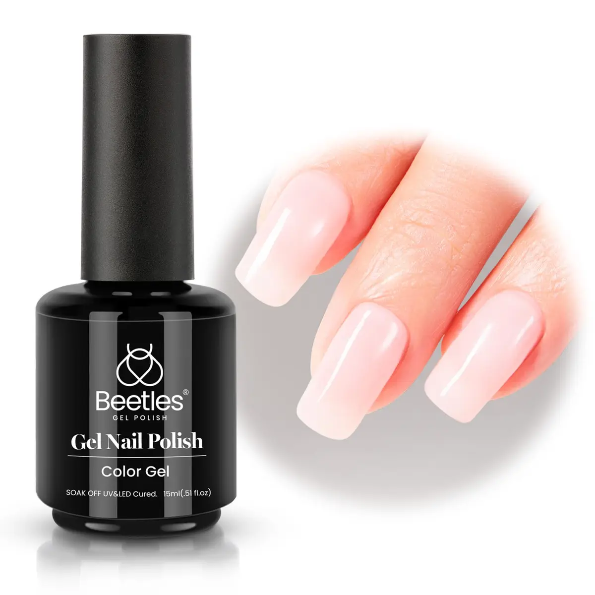 beetles Gel Polish Pink Jelly Gel Nail Polish 15ml (0.51 Fl Oz) | Sheer Nude Effect for Natural Manicures - view 8