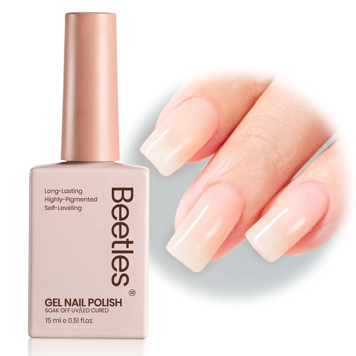 beetles Gel Polish Jelly Neutral Nude Gel Nail Polish 15ml (0.51 Fl Oz) | UV/LED Cure, 28-Day Wear - main product image