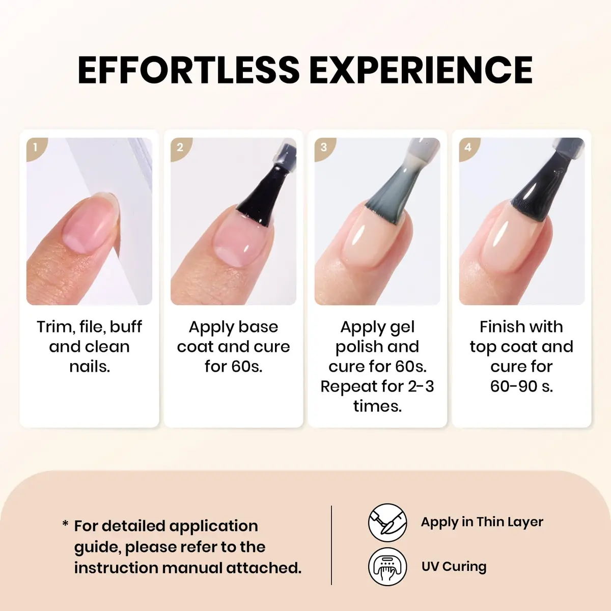 beetles Gel Polish Jelly Neutral Nude Gel Nail Polish 15ml (0.51 Fl Oz) | UV/LED Cure, 28-Day Wear - view 7
