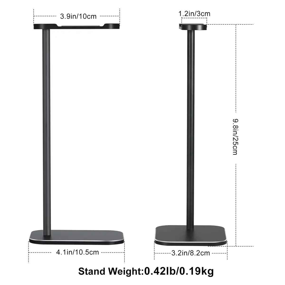 SHUOSUO Black Aluminum Headphone Stand with Solid Metal Base | Modern Minimalistic Design - view 6