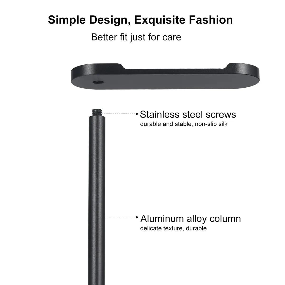 SHUOSUO Black Aluminum Headphone Stand with Solid Metal Base | Modern Minimalistic Design - view 3