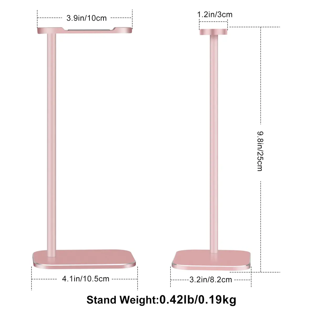 SHUOSUO Aluminum Headphone Stand with Solid Metal Base, Rose Gold | Desk Organizer for Most Headphones - view 6