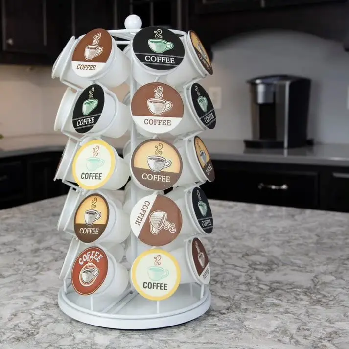 Nifty Solutions White Item Stand 35 K Cup Capacity | 360° Rotating Coffee Pod Organizer (13 Inch Tall) - view 12