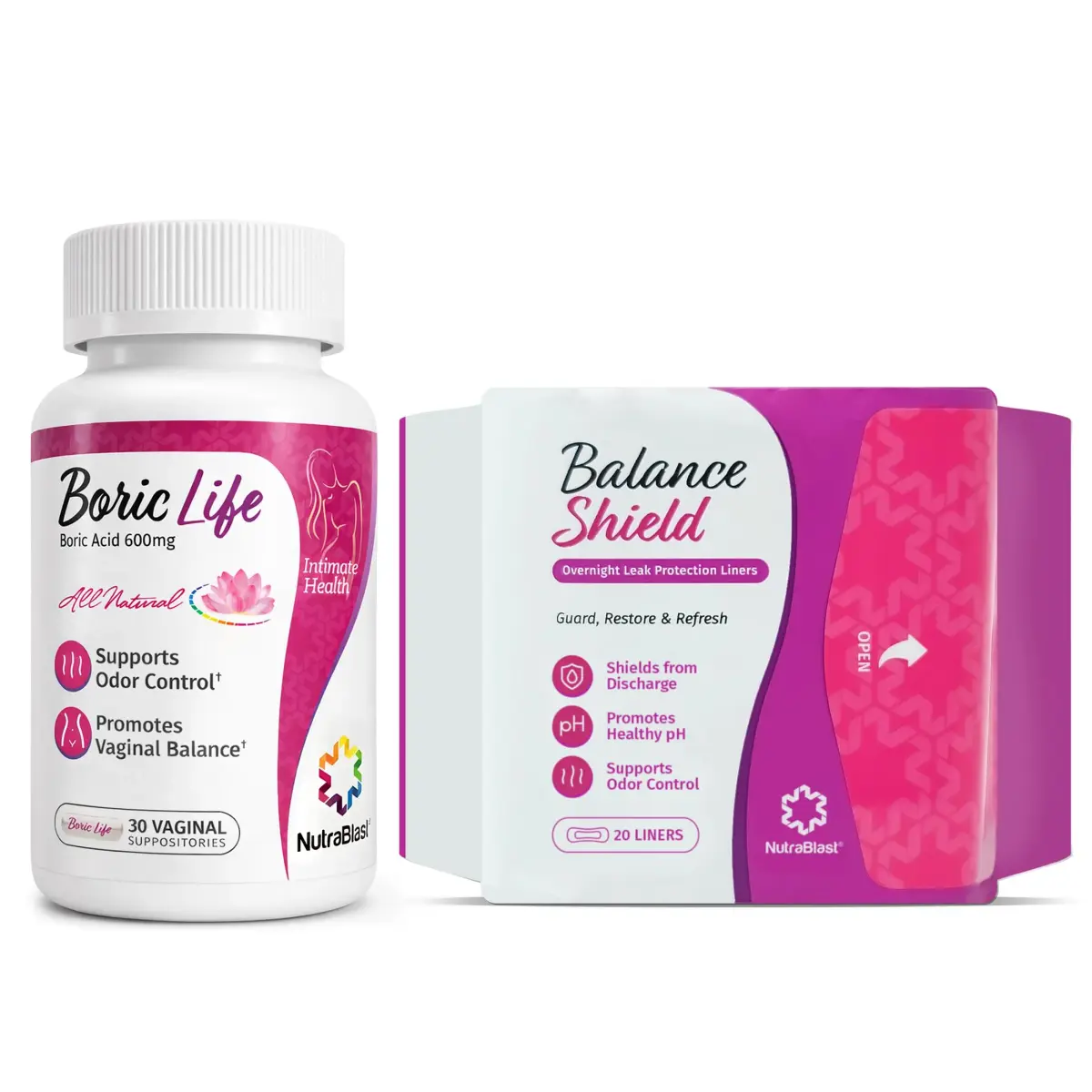 NutraBlast Boric Acid Suppositories 600mg 50 Count | Supports Intimate Health & Odor Control - main product image