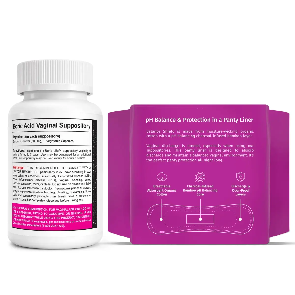 NutraBlast Boric Acid Suppositories 600mg 50 Count | Supports Intimate Health & Odor Control - view 2