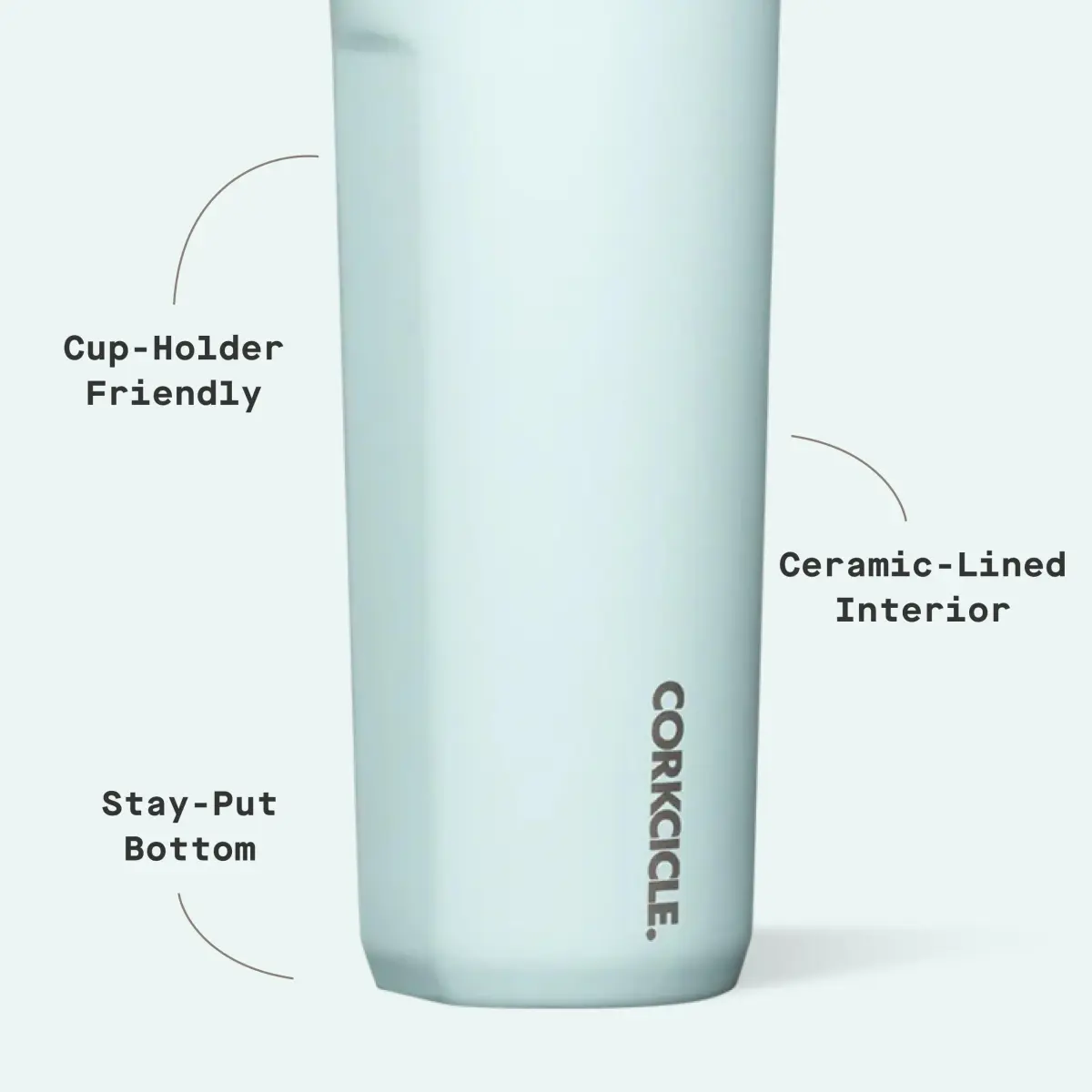 Corkcicle Commuter Cup 17 oz (503 ml) with 360° Sip Lid, Gloss Powder Blue | Insulated Stainless Steel Travel Mug - view 4