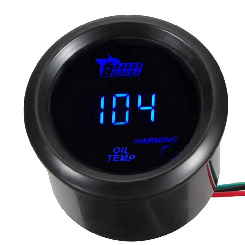 ESUPPORT Car 2" 52mm Digital Oil Temp Gauge Fahrenheit | Bright LED Display, 12V, Universal Fit - main product image