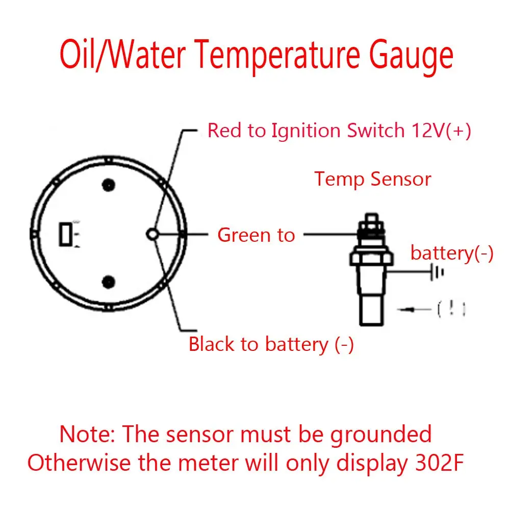 ESUPPORT Car 2" 52mm Digital Oil Temp Gauge Fahrenheit | Bright LED Display, 12V, Universal Fit - view 7