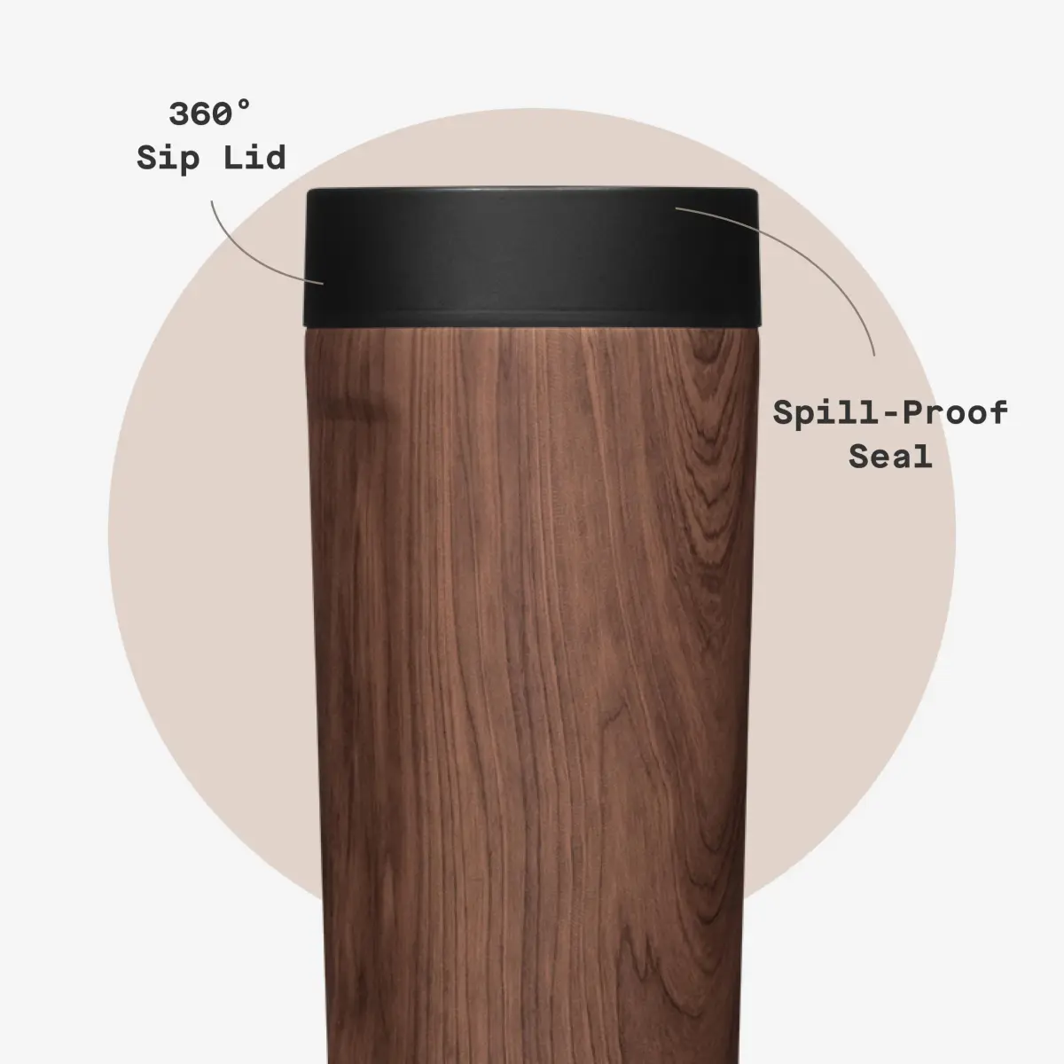 Corkcicle Commuter Cup 503ml (17 oz) Travel Mug with 360° Sip Lid, Walnut Wood - view 5