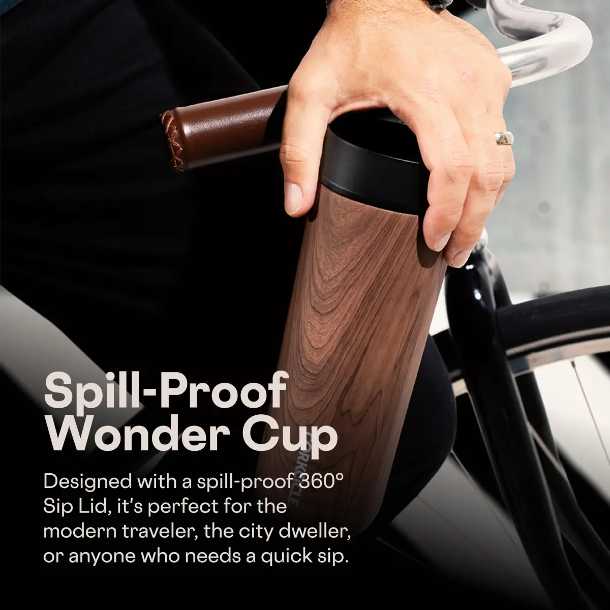 Corkcicle Commuter Cup 503ml (17 oz) Travel Mug with 360° Sip Lid, Walnut Wood - view 6