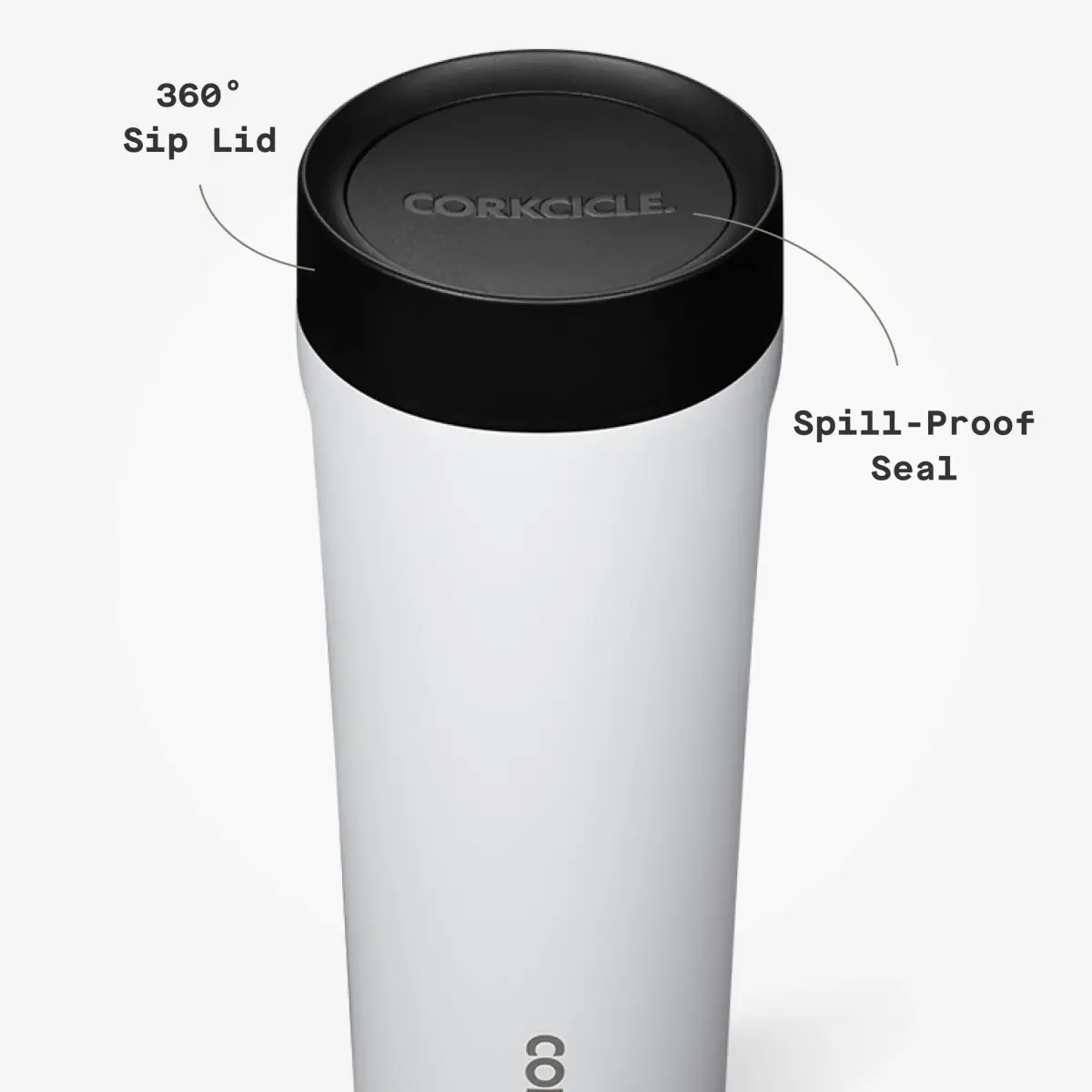 Corkcicle Commuter Cup 590ml (17 oz) Travel Mug with 360° Sip Lid, Gloss White | Keeps Drinks Cold 18 Hrs, Hot 5 Hrs - view 5