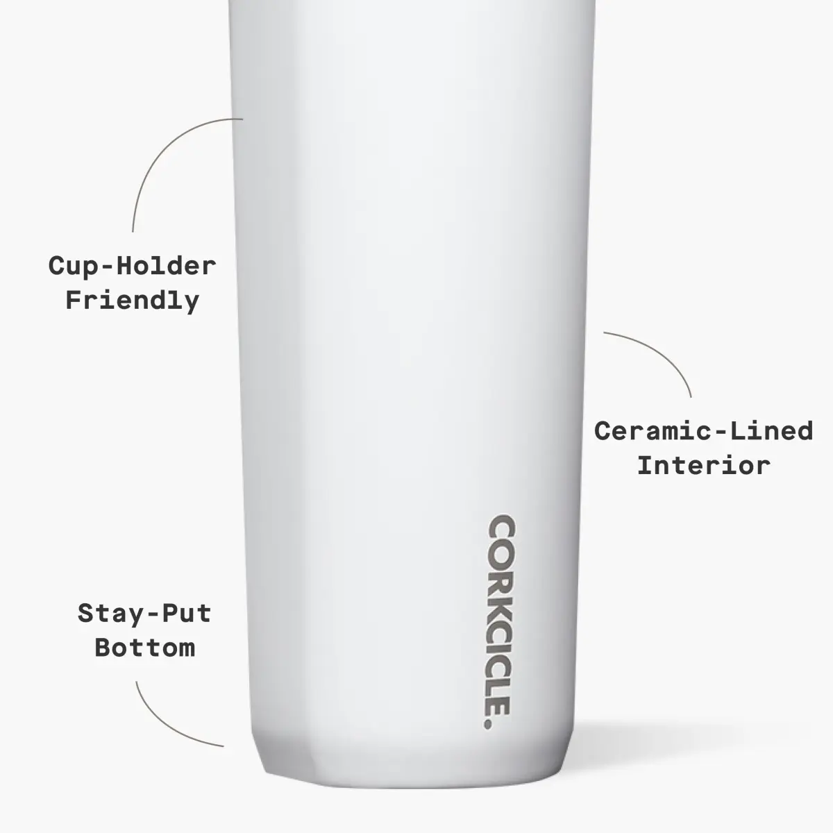 Corkcicle Commuter Cup 590ml (17 oz) Travel Mug with 360° Sip Lid, Gloss White | Keeps Drinks Cold 18 Hrs, Hot 5 Hrs - view 4