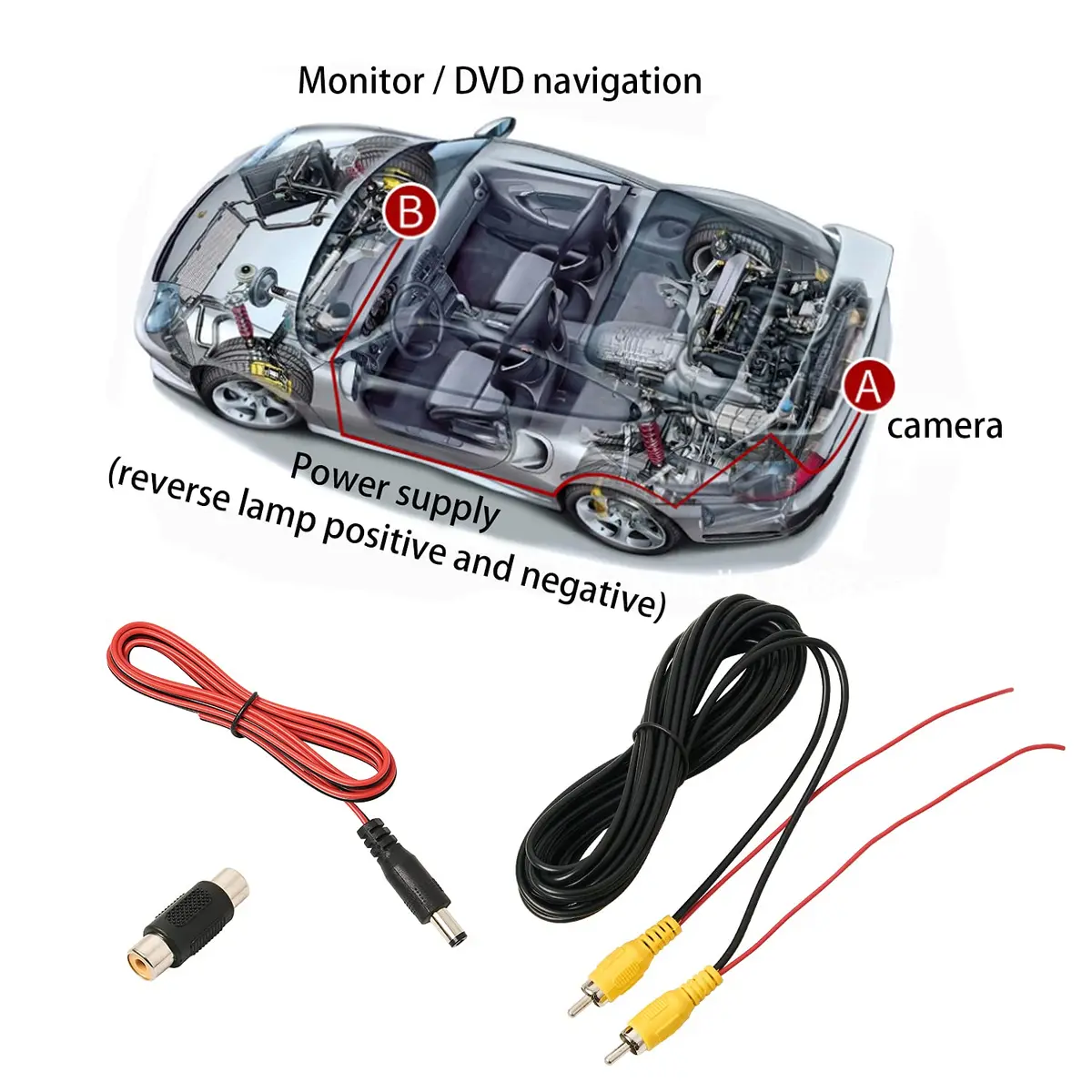 QDiShi RCA Video Cable 19.69 ft | Weatherproof Car Rear View Camera Extension - view 3