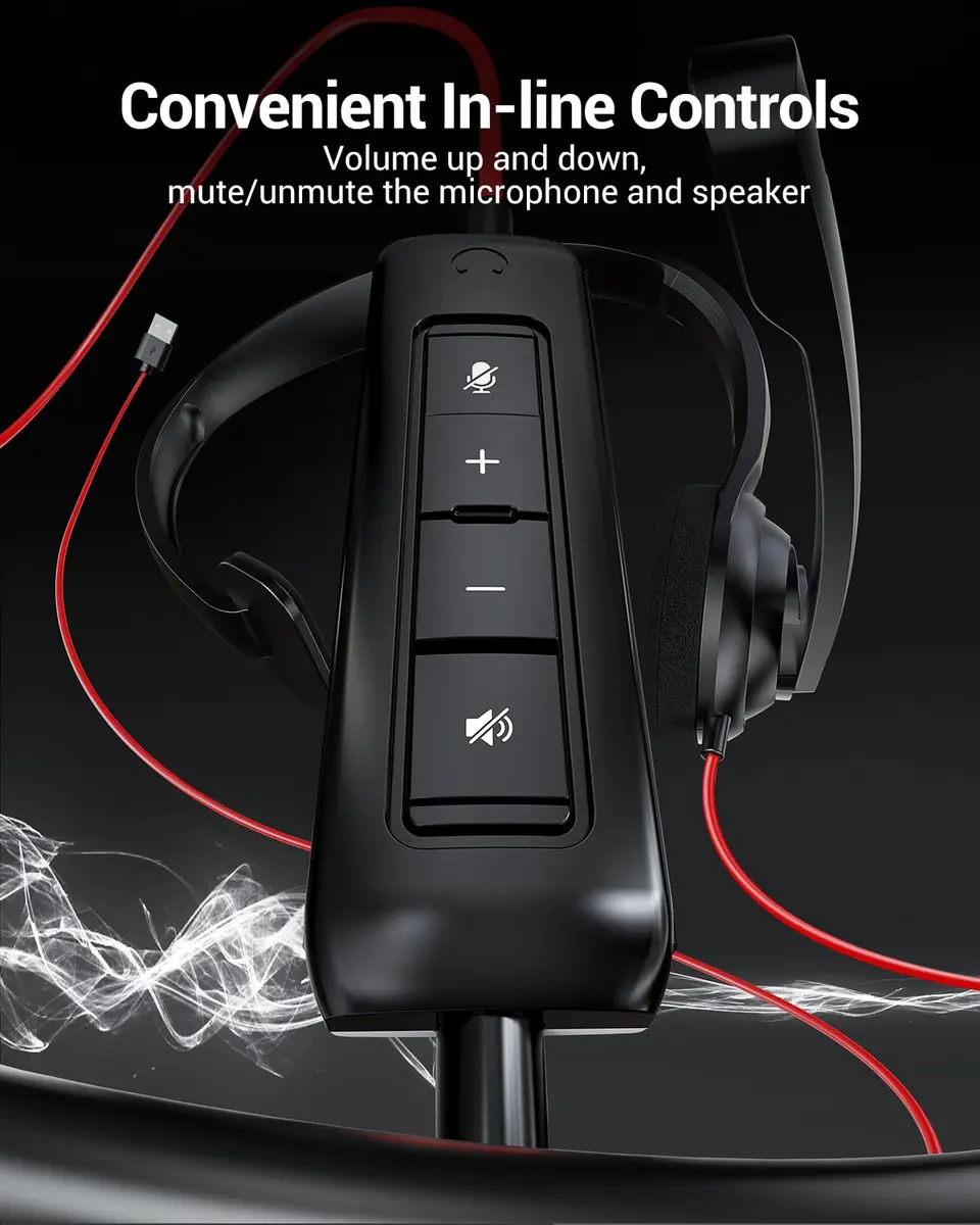 NUBWO HW02 USB Headset with Microphone Noise Cancelling & Inline Control | Ultra Comfort Wired Office Headphone - view 5