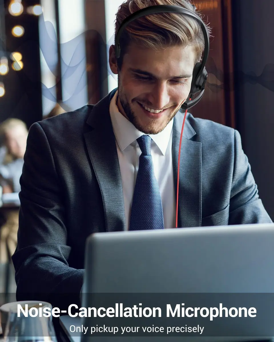 NUBWO HW02 USB Headset with Microphone Noise Cancelling & Inline Control | Ultra Comfort Wired Office Headphone - view 2