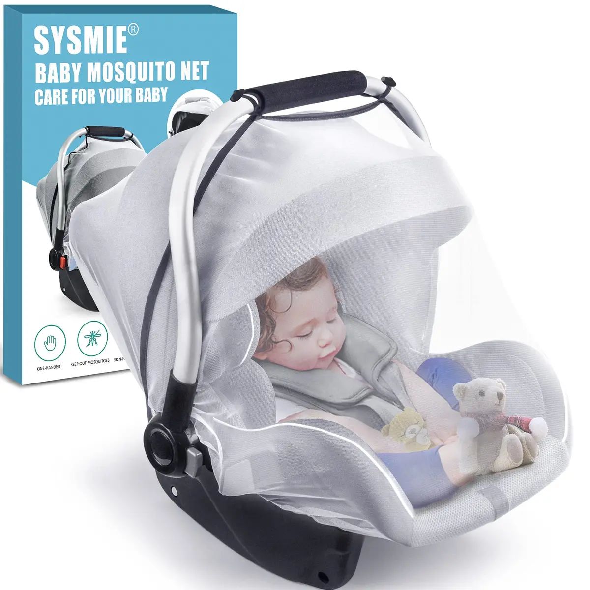Sysmie Baby Mosquito Net for Infant Car Seat & Doona Stroller | Breathable, Lightweight, Fits Most Baby Carriers & Car Seats - main product image