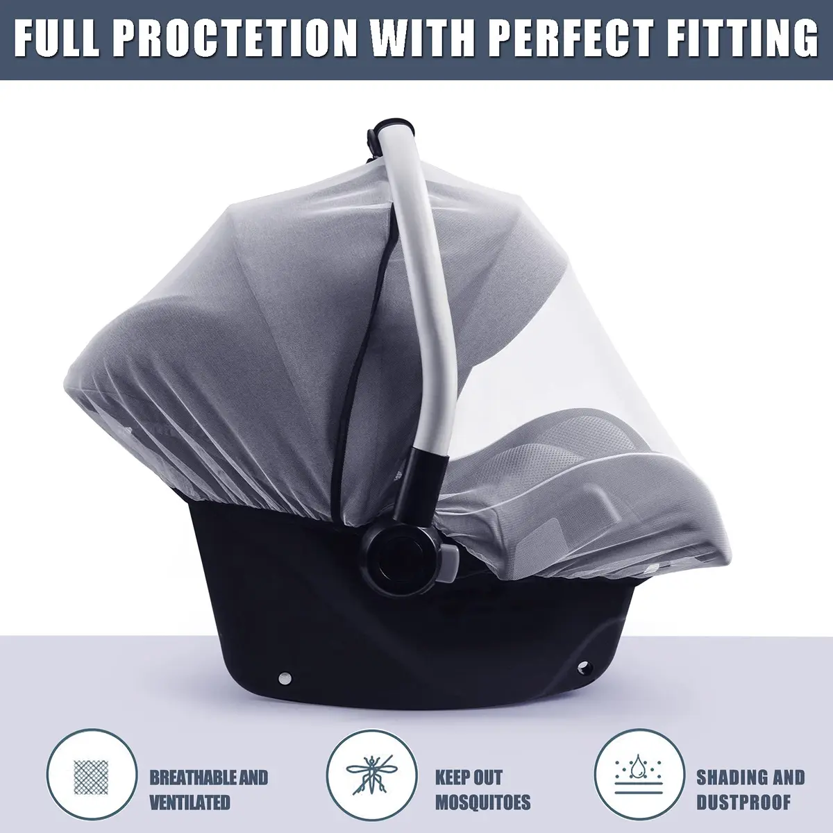 Sysmie Baby Mosquito Net for Infant Car Seat & Doona Stroller | Breathable, Lightweight, Fits Most Baby Carriers & Car Seats - view 2