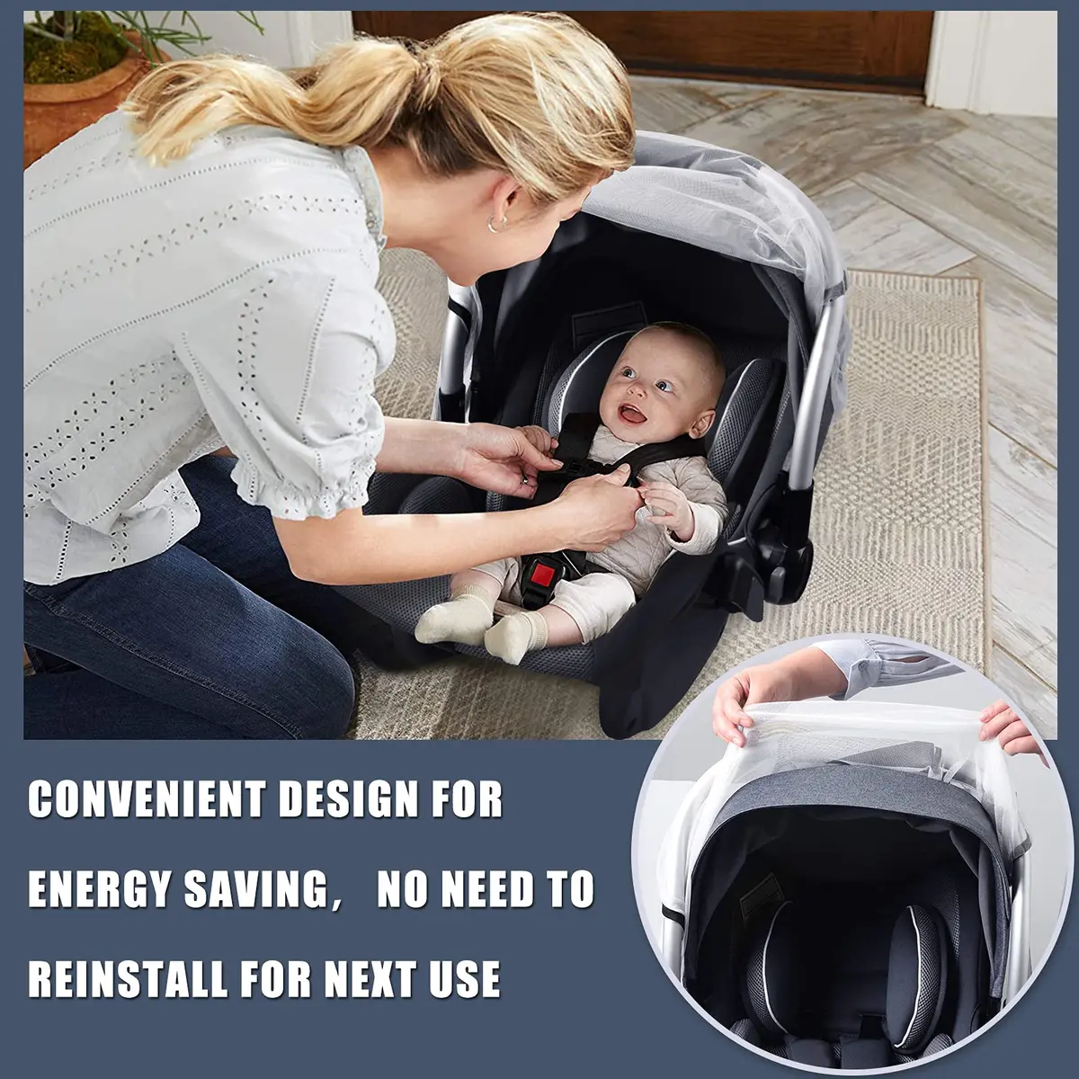 Sysmie Baby Mosquito Net for Infant Car Seat & Doona Stroller | Breathable, Lightweight, Fits Most Baby Carriers & Car Seats - view 4