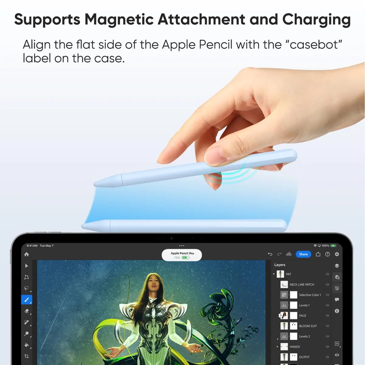 Fintie Silicone Sleeve for Apple Pencil Pro & Apple Pencil 2nd Generation, Sky Blue | Protects Against Scratches & Rolling - view 5