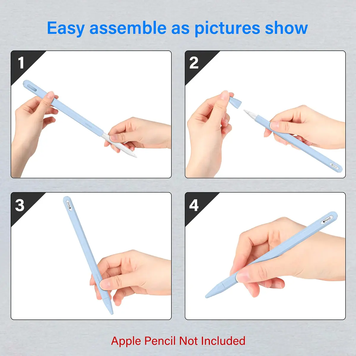 Fintie Silicone Sleeve for Apple Pencil Pro & Apple Pencil 2nd Generation, Sky Blue | Protects Against Scratches & Rolling - view 8