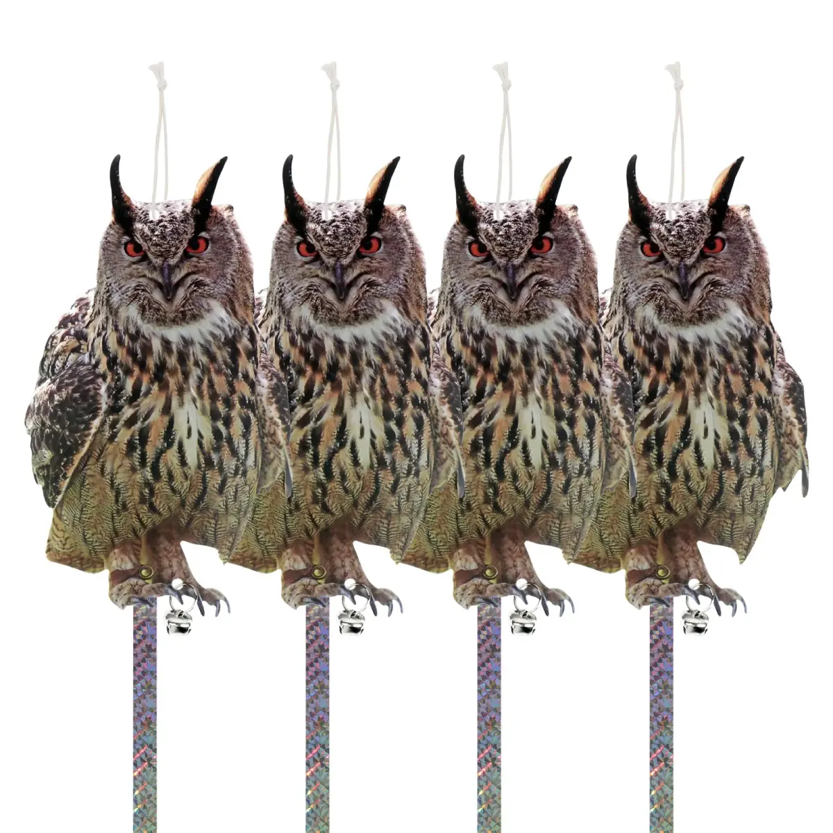 Kungfu Mall Fake Owl Garden Decor 81.28 cm (32 inches) | Plastic Bird Scarer with Reflective Tape - main product image
