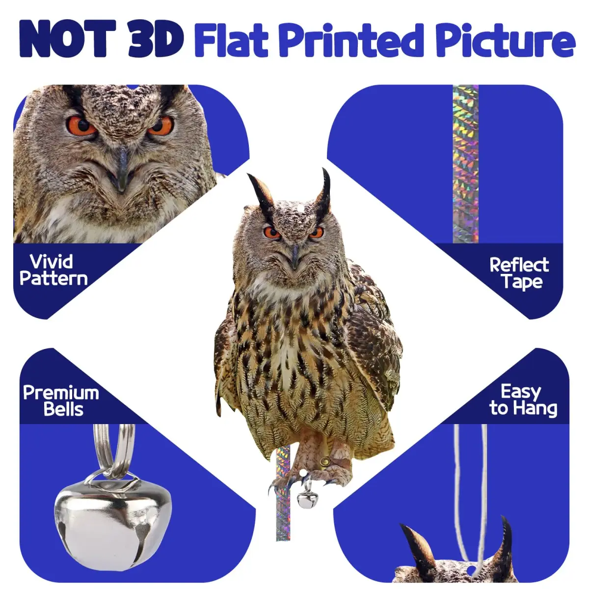 Kungfu Mall Fake Owl Garden Decor 81.28 cm (32 inches) | Plastic Bird Scarer with Reflective Tape - view 2