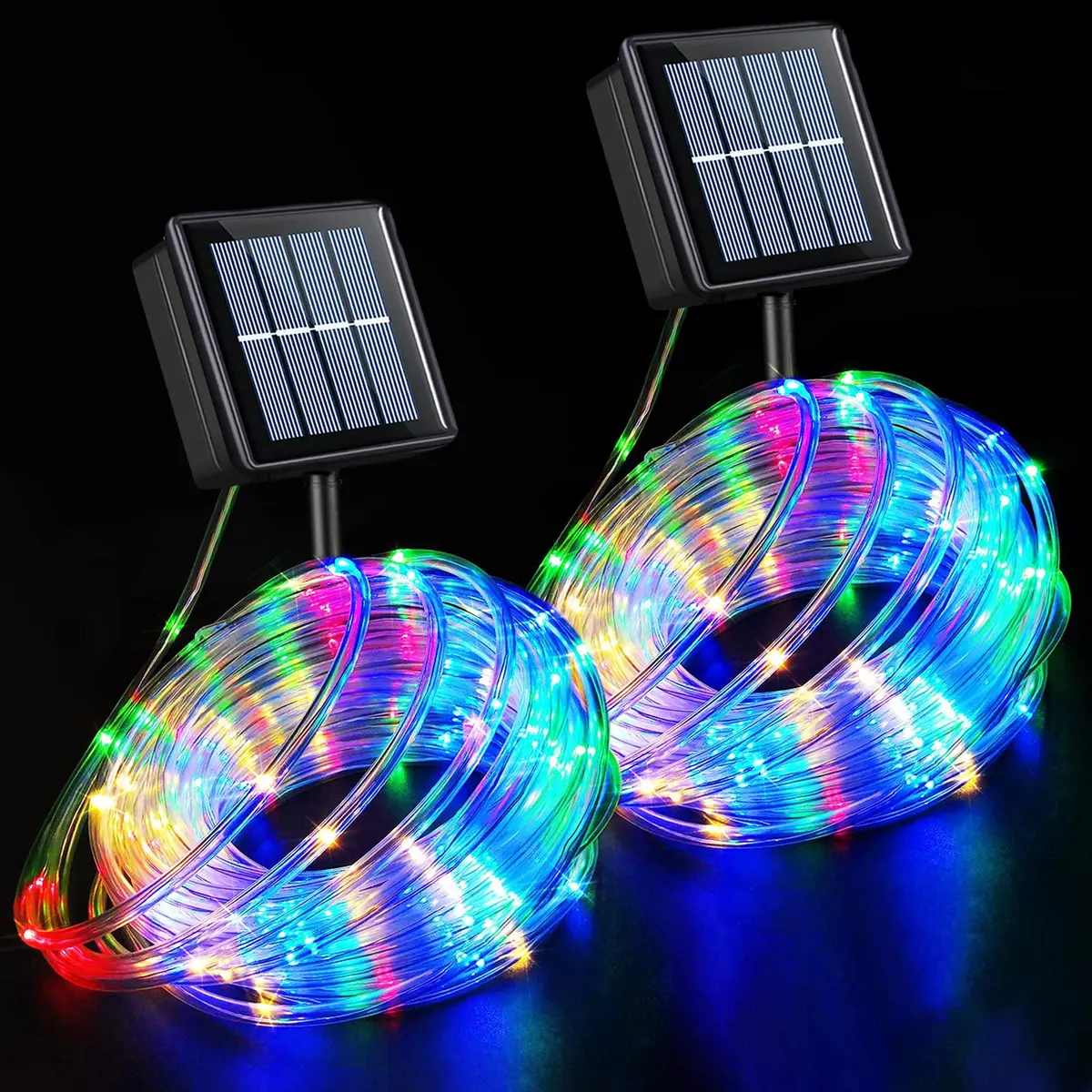 YEGUO Solar Rope Lights Waterproof 66ft 200 LED Multicolor | 8 Modes, IP44, Outdoor Use - main product image