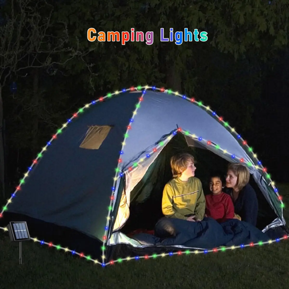 YEGUO Solar Rope Lights Waterproof 66ft 200 LED Multicolor | 8 Modes, IP44, Outdoor Use - view 5
